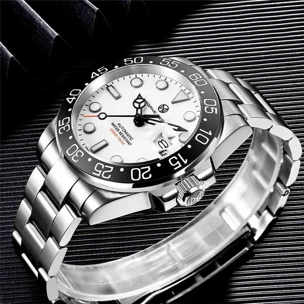 

fixed design 2021 mark watches men mechanical sapphire automatic waterproof sports clock relogio maasculino, Slivery;brown