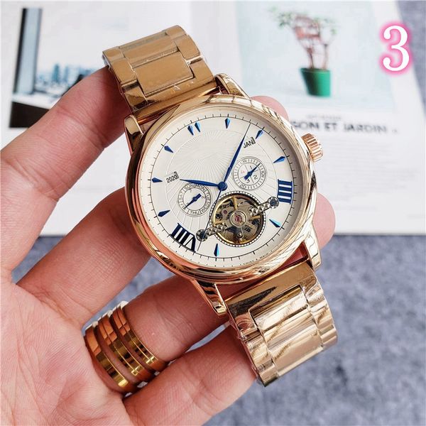 

2021 new luxury mens watches large flywheel five stitches automatic mechanical watch brand business casual fashion series, Slivery;brown