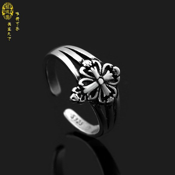 

party favor chrome/hearts rings cross military flower crown thai silver 925 sterling jewelry open korean chaoren persona