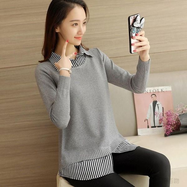 

women's sweaters piece set of t-shirt spring and autumn medium length large size loose cover meat bottom sweater female fashion sale, White;black