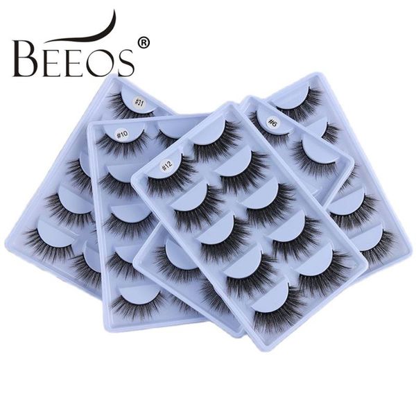 

false eyelashes wholesale 1set/5pair natural wispy fluffy faux mink lashes for female makeup beauty eye in bulk 2021