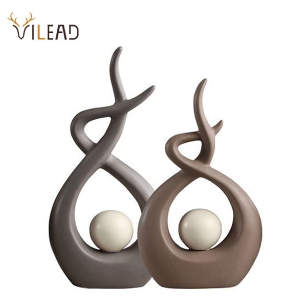 VILEAD Figurine astratte in ceramica Statue in miniatura Tavolo creativo nordico Desktop Home Soggiorno Decorazione Accessori Regali 211105