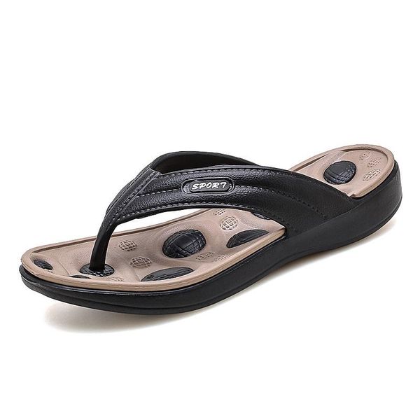

slippers men flip flops summer leightweight beach outdoor mens massage home non-slip breathable water footwear, Black