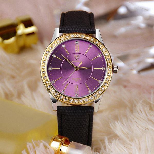 

wristwatches 2021 fashion crystal watch women watches leather strap quartz brand elegant shine lady hour montre femme telojes mujer, Slivery;brown