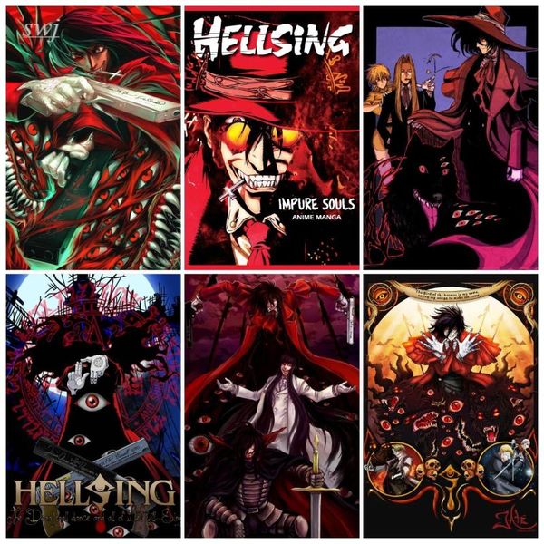 

paintings retro poster anime hellsing posters canvas painting wall art picture decor pos for children's room