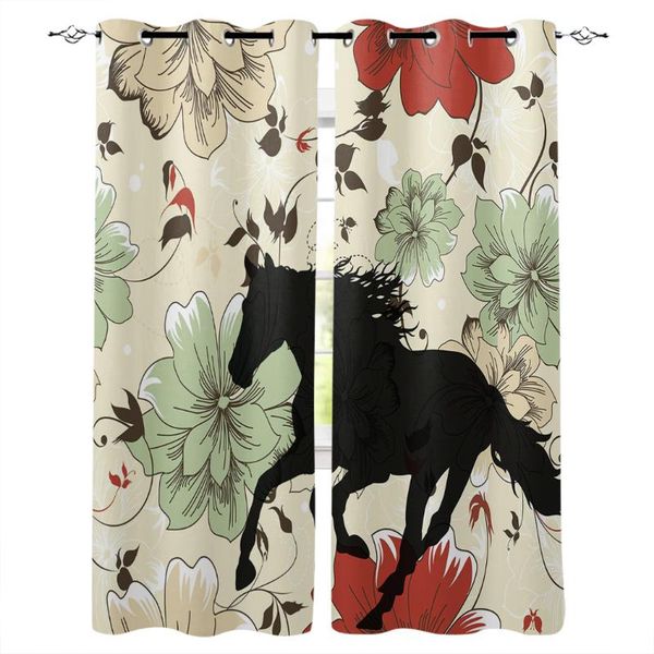 

curtain & drapes colorful flowers horse window kitchen/living room/bedroom panels