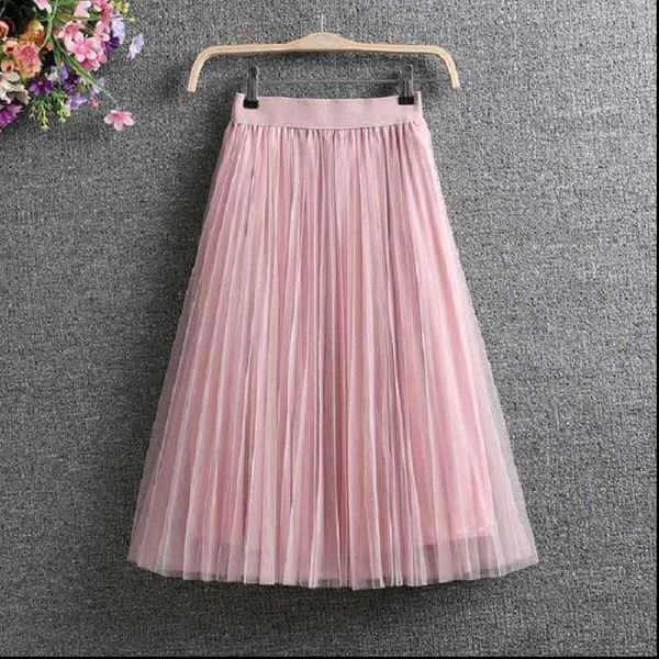 

ladies vintage women skirt summer skirts womens casual elastic high waist elegant pleated mesh tutu tulle female, Black