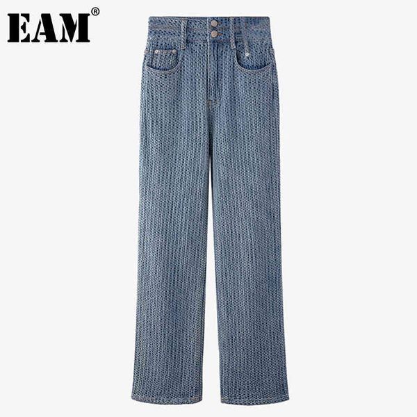 

[eam] high waist long casual wide leg blue denim casual jeans loose women trousers fashion spring autumn 1dd7690 21512