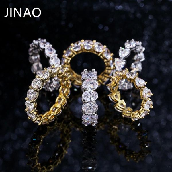 

cluster rings jinao iced out gold color full bling 1 row heart ring luxury cz wedding zircon hollow engagement hip hop jewelry gifts, Golden;silver