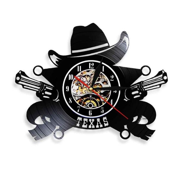 

wall clocks texas cowboy clock crossed revolver guns laser cut record bandit with pistol shawl hat artwork watch