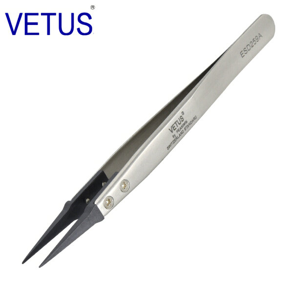 

eyebrow tools & stencils vetus esd-259a interchangeable head anti-static tweezers stainless steel body carbon fiber conductive plastic