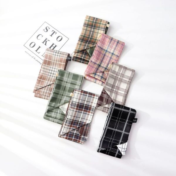 

scarves 2021 korean-style fashion vintage suit plaid long silk scarf women narrow tie hair band skinny head, Blue;gray