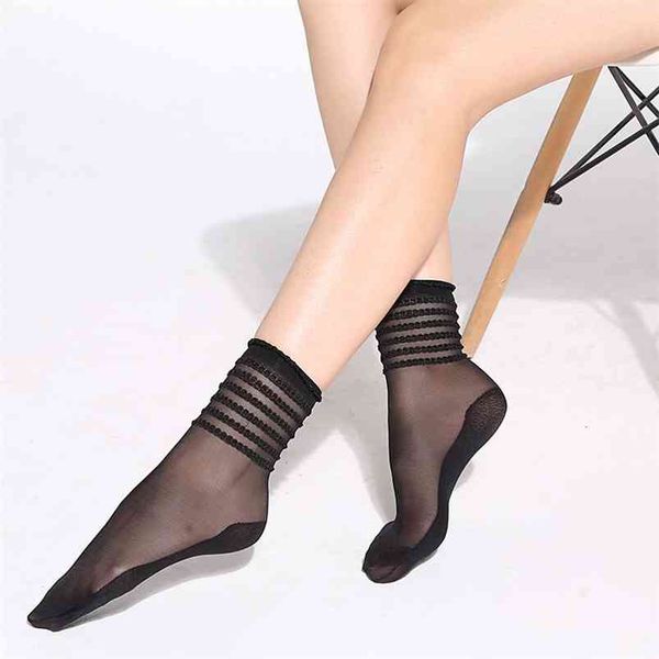 10 Paar = Packung Hilaria Sexy Damen-Socken mit durchsichtigem Fuß, Gewürzspitze und Sohle (kann zwei Farben in einer Packung mischen) 210720
