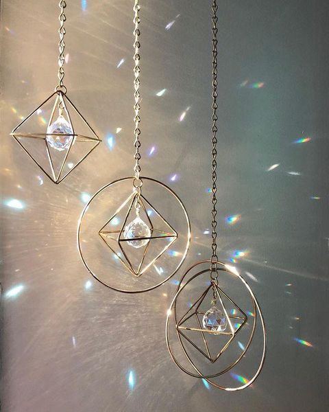 

decorative objects & figurines 2021 handmade sun catchers cage hanger rainbow maker window crystal home decoration boho love wall rall decor