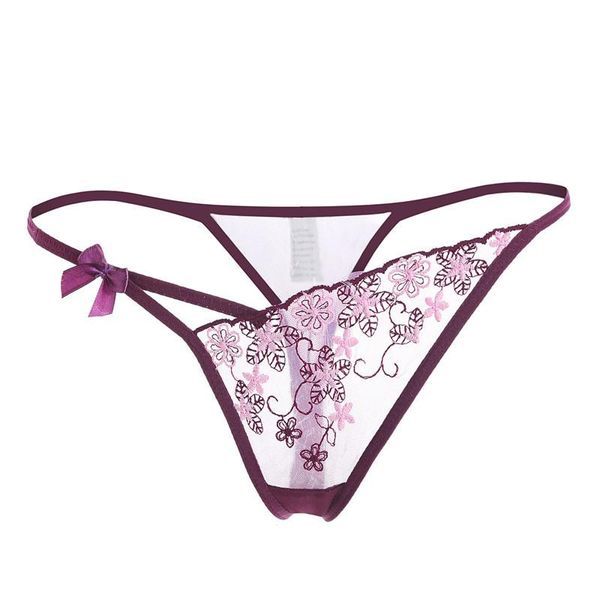 

women's panties women underwear hollow floral seamless transparent g-string thong t-back, Black;pink