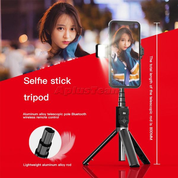 2021 P70D Bluetooth Selfie Stick Tripd Fill Light Video Record Support Universal Ajustável Direção Smartphone Selfie Vlog Novo