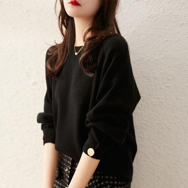 

winter sweater women round neck long sleeve knitted fashion office lady solid pullover jumper korean style autumn clothes women's swea, White;black