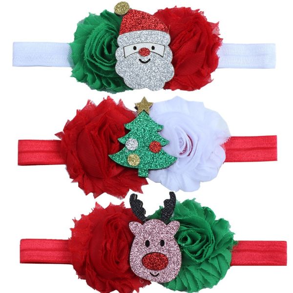 

baby girl hairbands newborn hair clips accessories christmas little girls headband flower x'mas santa children hair bands h22 210413, Slivery;white