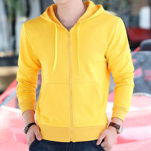 

sweater men's autumn and winter cotton cardigan zipper hooded et solid color korean long sve loose menswear trend, Black