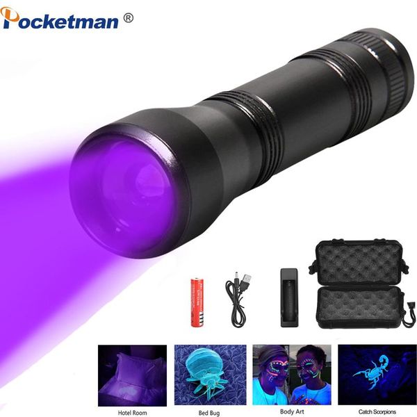 

flashlights torches 15000 lums led uv flashlamp l2/t6 white light torch 5mode zoomable 395nm blacklight use 18650 battery