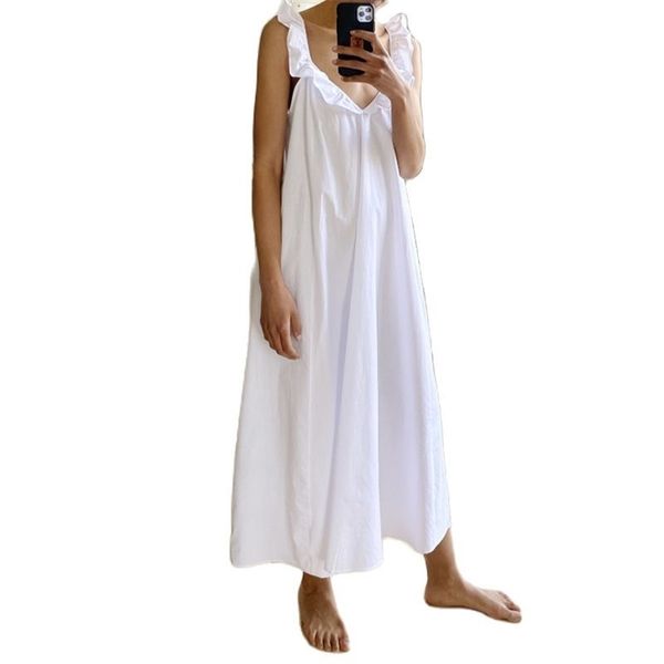 

sleeveless v-neck ruffle dress female mid-length a-line skirt summer korean fashion women's clothing 210520, Black;gray