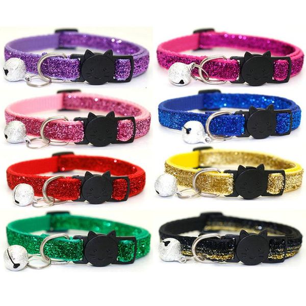 

pet cat collar with bell breakaway fashion adjustable kitten sequin neck strap accessories supplies collars & leads
