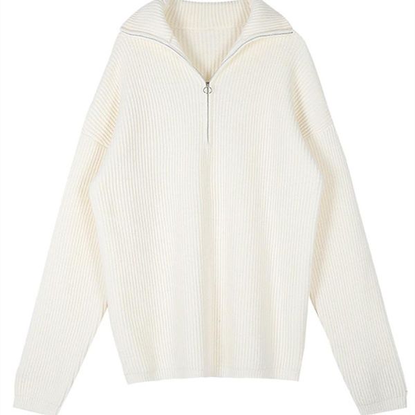 

women's sweaters autumn winter soft waxy turtleneck sweater japanese style lazy casual loose knit fashion solid color out wear, White;black