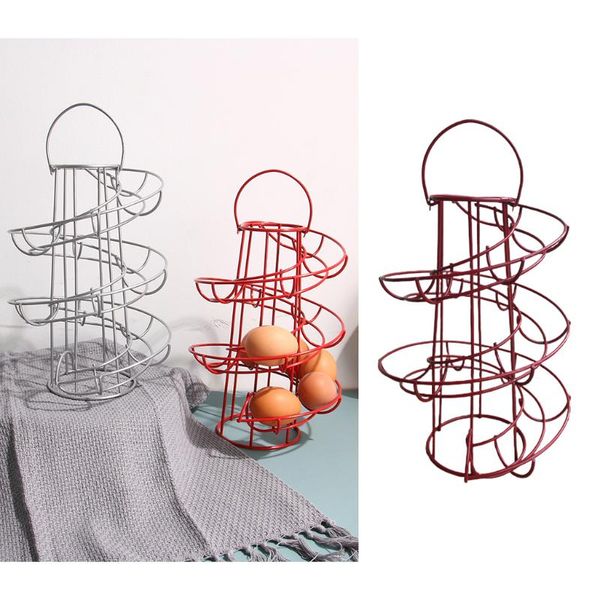 

kitchen storage & organization modern iron spiral egg holder roller rack organizer dispenser keeper 24 eggs