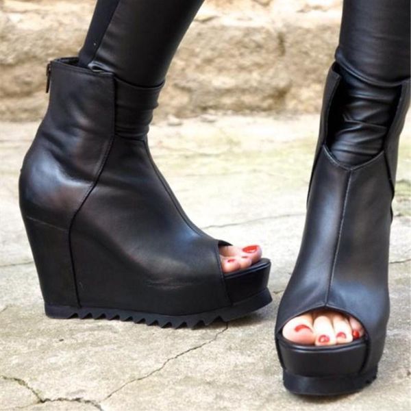 

boots leisure slope with woman season low high, Black