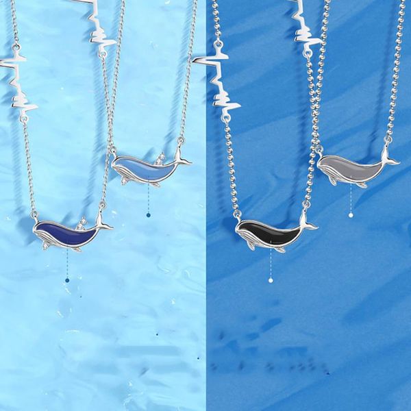 

pendant necklaces couple s925 silver color 52 hz whale necklace fashion trend jewelry gift br dz0023