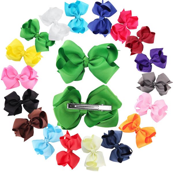 

kids hair bows childrens accessories toddler baby hairbows flowers ribbons barrettes bb clip, Slivery;white