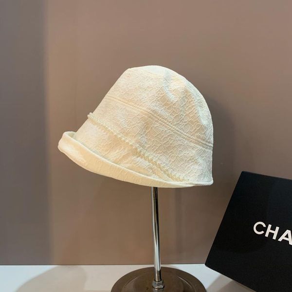 

wide brim hats ins small fresh pure color curled fisherman hat women's light luxury style all-match basin show face short, Blue;gray