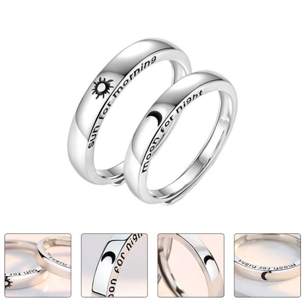 

running shorts 2pcs creative rings finger jewelry decoration adjustable couple ring (silver), Black;blue