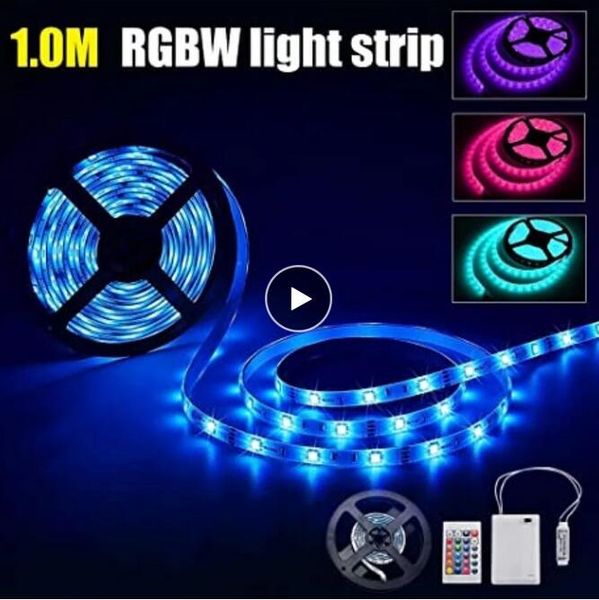 LED-Streifenlichter, batteriebetrieben, 3 m/2 m/1 m/3,3 Fuß, flexible RGB-LED-Lichtleiste mit Batterie-Power-Box und Infrarot-Fernbedienung