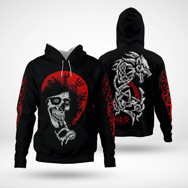 

men's hoodies & sweatshirts viking skull dragon 3d hoodie women/men hipster streetwear outfit autumn boys hiphop hood clothes drop shi, Black