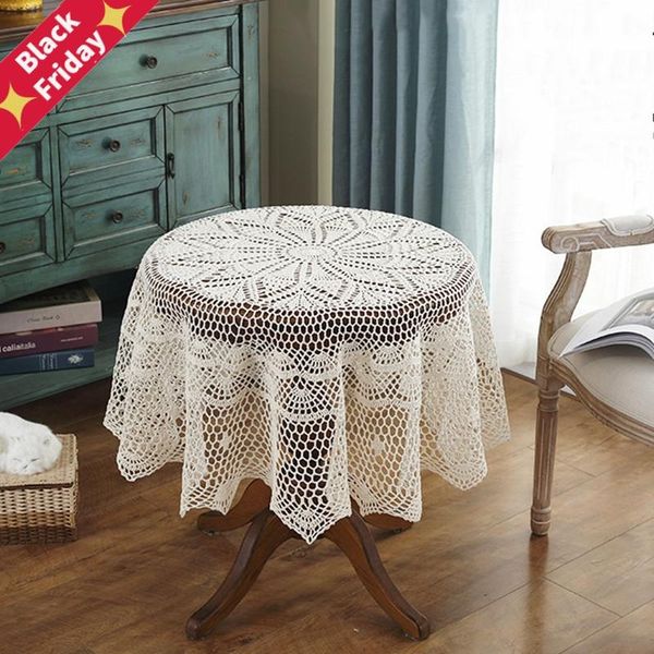 

luxury round table cover pastoral crocheted cloth dining tablecloths home decorative christmas tablecloth
