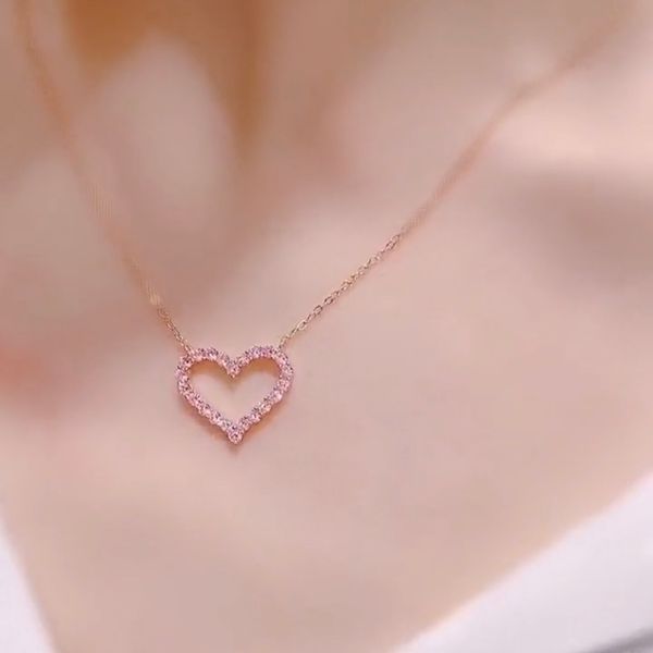 

xianlan165 seiko heart-shaped necklace korea female day light luxury niche minimalist design with cold wind collarbone chain drill, Silver