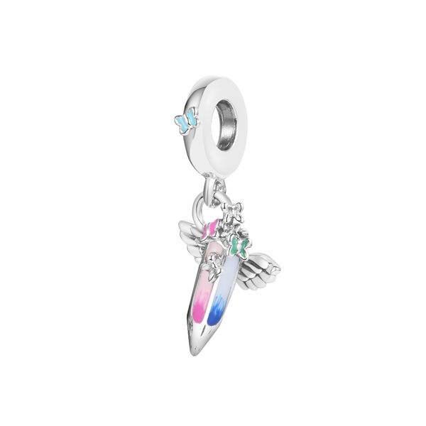 

dreams of the future crayon dangle charms original 925 silver beads for jewelry making fits european bracelets and bangle woman diy charm, Black