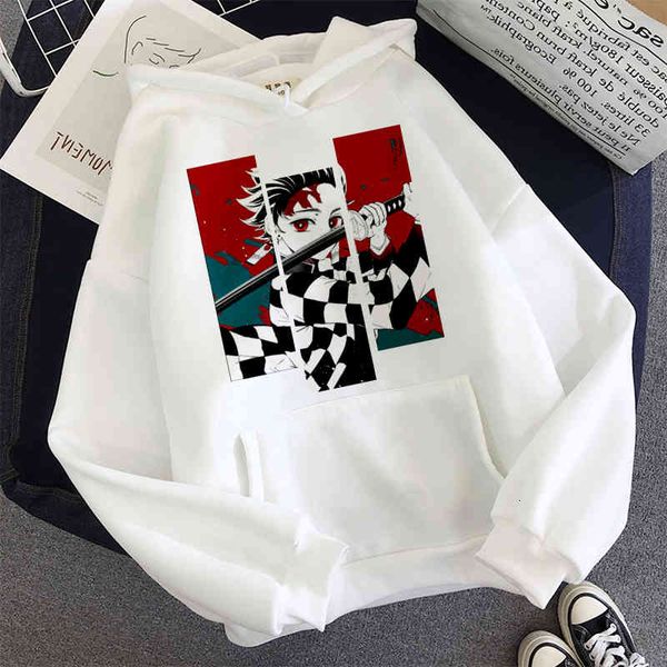 

women's hoodies & sweatshirts casaco de capuz feminino harajuku, blusa feminina demon slayer, tanjiro e nezuko, com capuz, anime, estét, Black