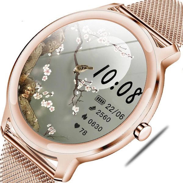 

2021 new smart watch women physiological heart rate blood pressure monitoring for android ios waterproof ladies smartwatchg, Slivery;brown
