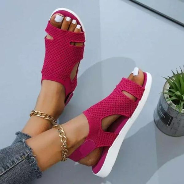 

sandals 2021 summer women's leisure simple hollow out flat soft bottom anti slip for women 5ke143, Black