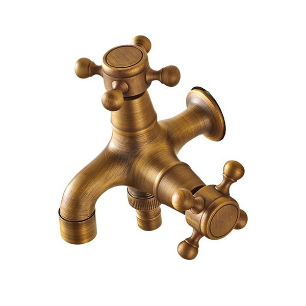 

bathroom sink faucets antique style garden double outlet tap functions-2 hand wheels and 2 outlets washing machine made of copper 20x15cm