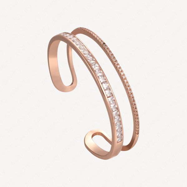 

full diamond 18k rose gold plated fashion womens mens iced out cuff bracelets love bangles charm bangle fashion accessories with jewelry pou, White