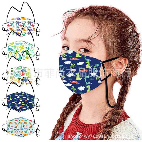 

protective series printed children's dinosaur mask with hanging neck outside