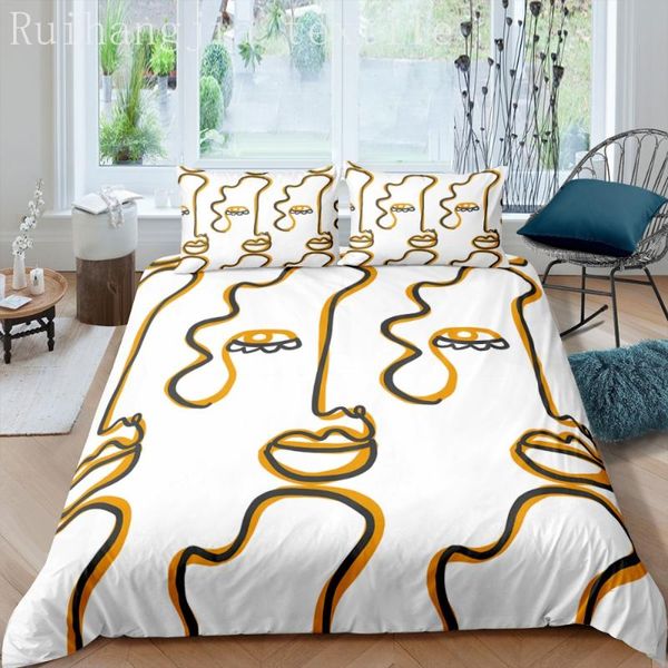 

2/3 pieces painting partial face bedding set 3d printed duvet cover for bedroom home textile bed quilt sets
