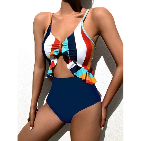 

one-piece suits ruffle one piece swimsuit women 2021 swimwear female bathing suit woman hollow out swimming wear for monokini swimsuits