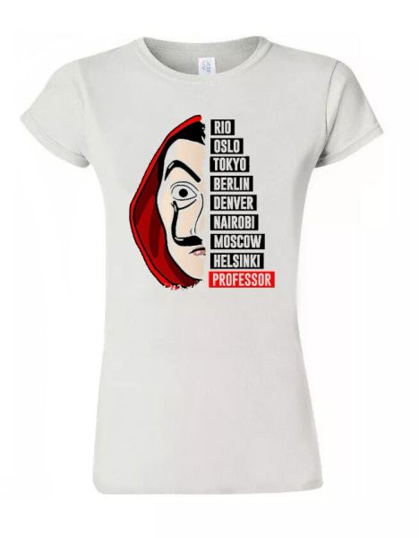 

dali mask t shirt tokyo tee rio tee tv series kids men women m676, White;black