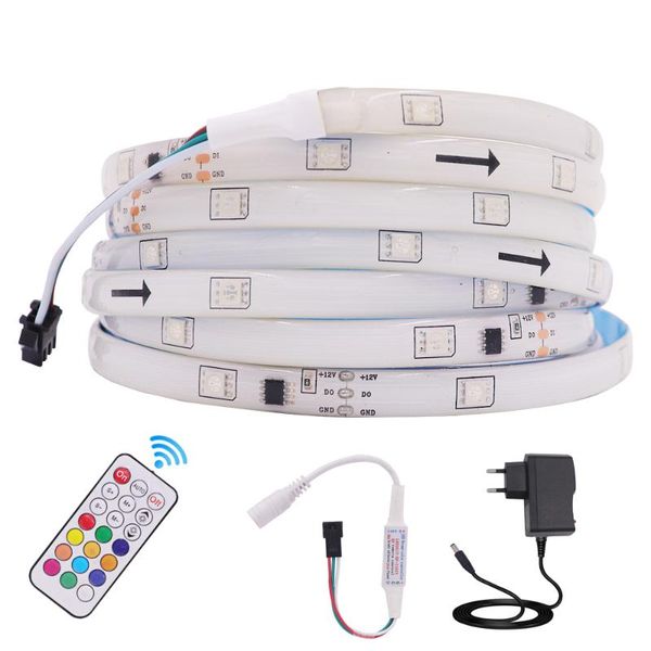 

strips 12v ws2811 led strip light individually addressable smart rgb white pcb waterproof pixel lights remote control