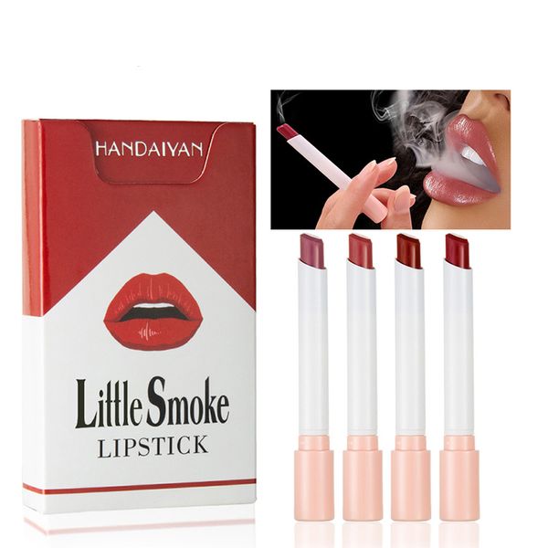 Beste Hot Cigarette 4-teiliges Set Samt-Mattglanz Langlebiger wasserfester Lippenstift Roman Sexy Nude Lips Make-up