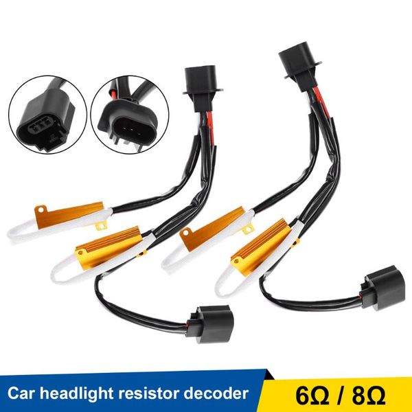 

car headlights 2pcs h13 9008 50w 6ohm/8ohm led headlight bulbs canbus decoder error canceler dual-relays load resistors h/l beam h4 9003 900